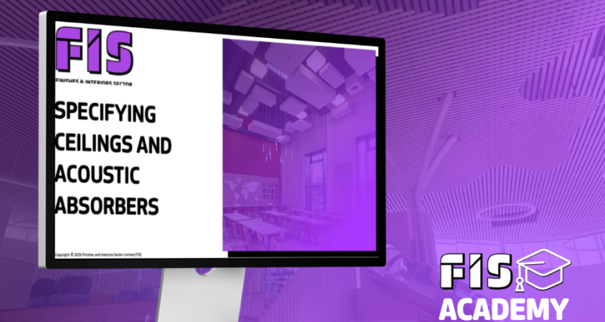 FIS develops e-learning to support specification of ceilings and acoustic absorbers